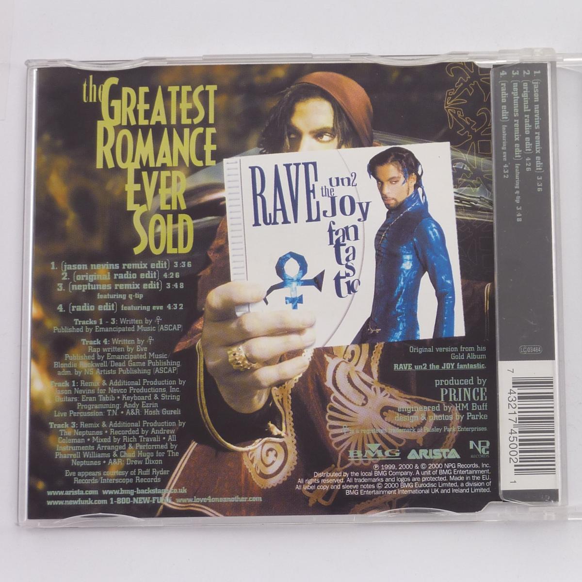 The Artist (Formerly Known As Prince) The Greatest Romance Ever Sold CD Single