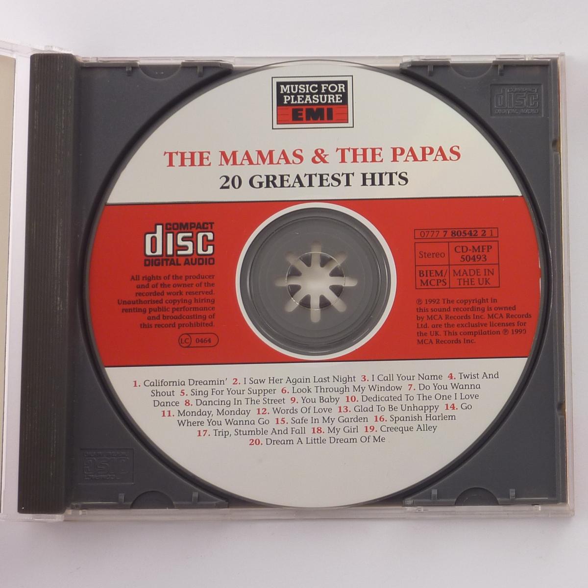 The Mamas & The Papas 20 Greatest Hits CD Compilation