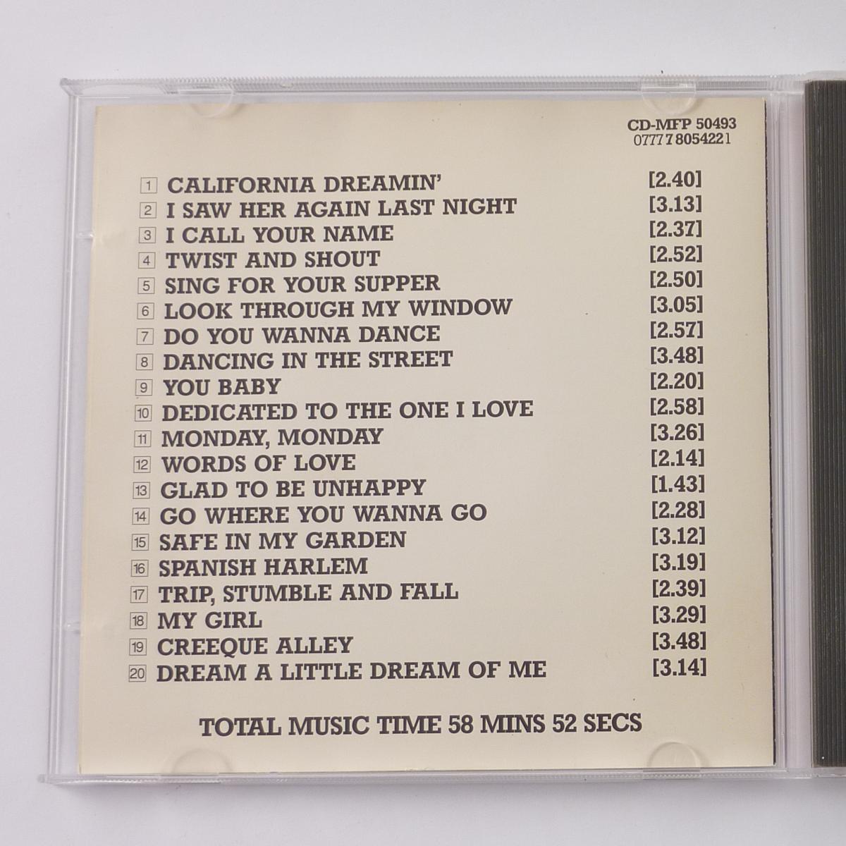 The Mamas & The Papas 20 Greatest Hits CD Compilation