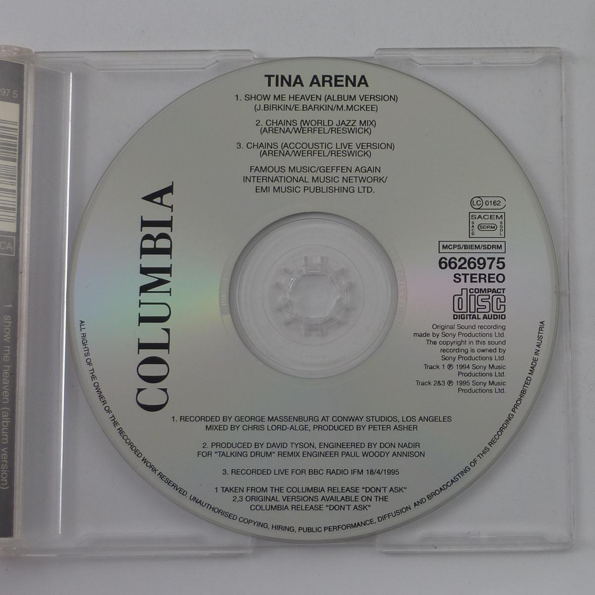 Tina Arena Show Me Heaven CD Single