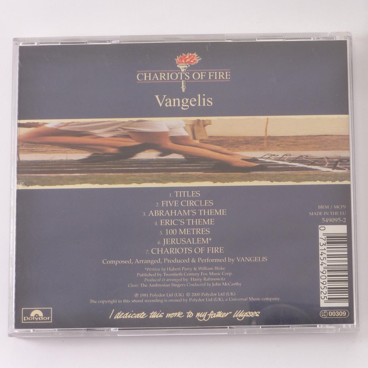 Vangelis Chariots Of Fire CD Album Reissue