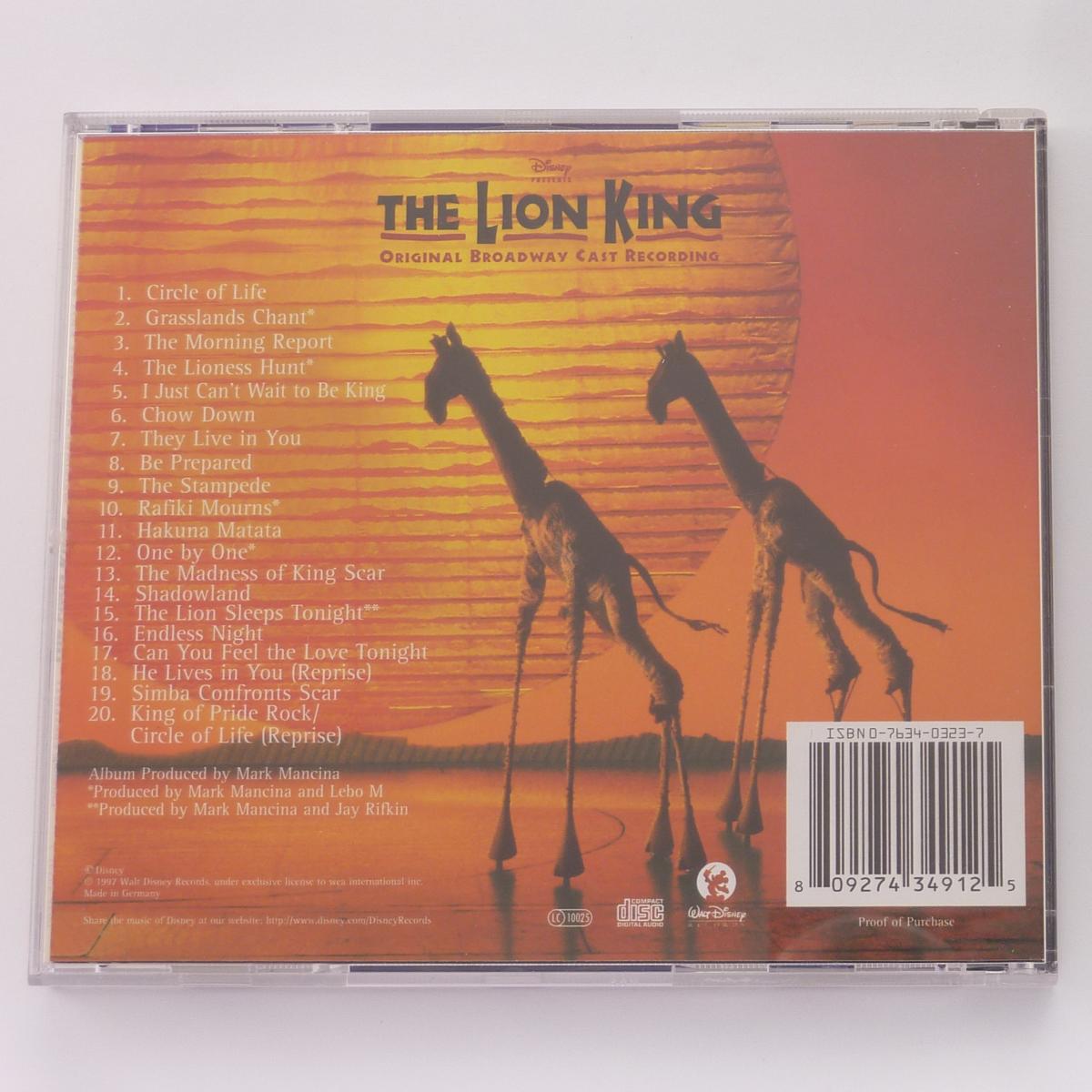 Various The Lion King - Original Broadway Cast Recording CD Album