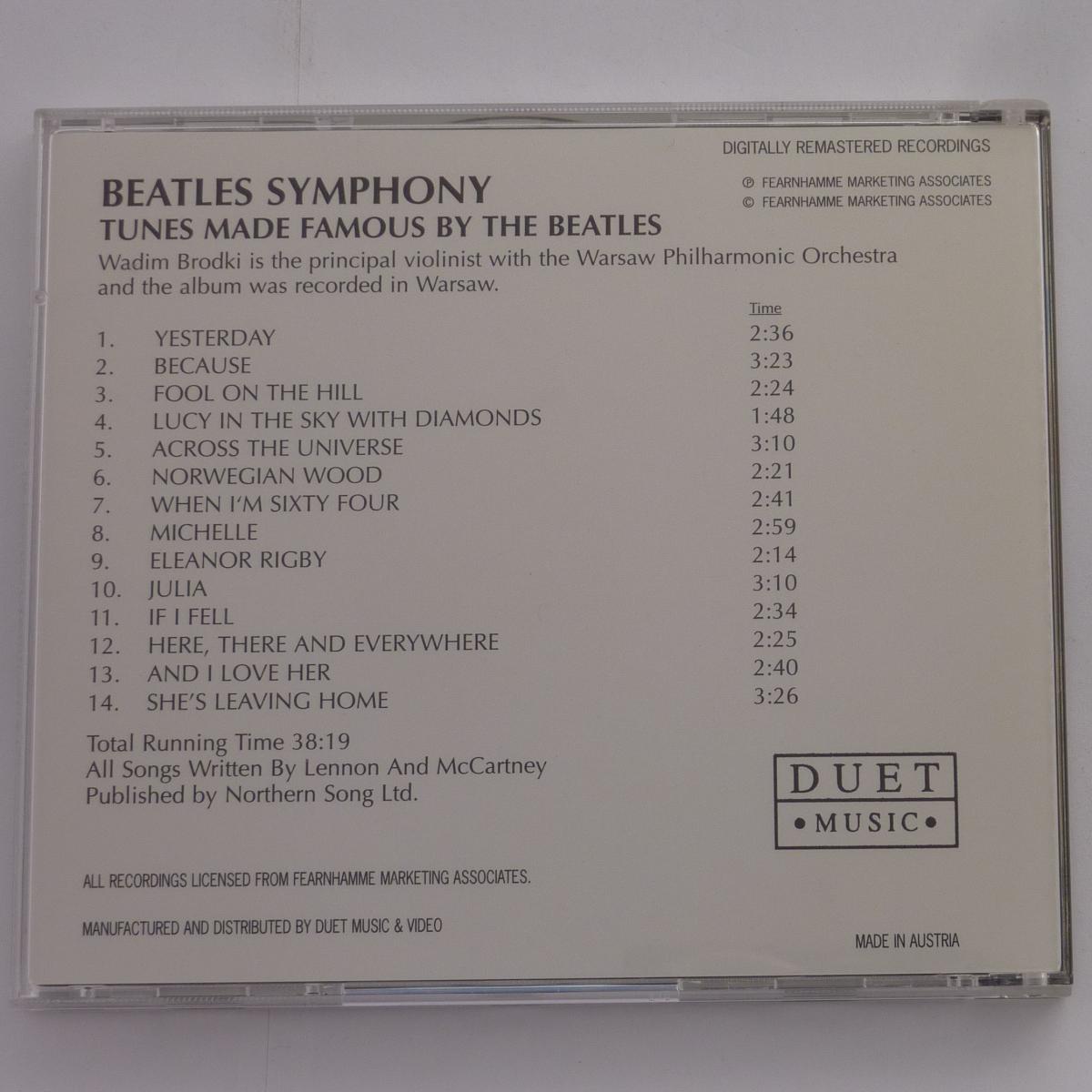 Wadim Brodki With Warsaw Philharmonic Orchestra Beatles Symphony (Tunes Made Famous By The Beatles) CD Album Remastered