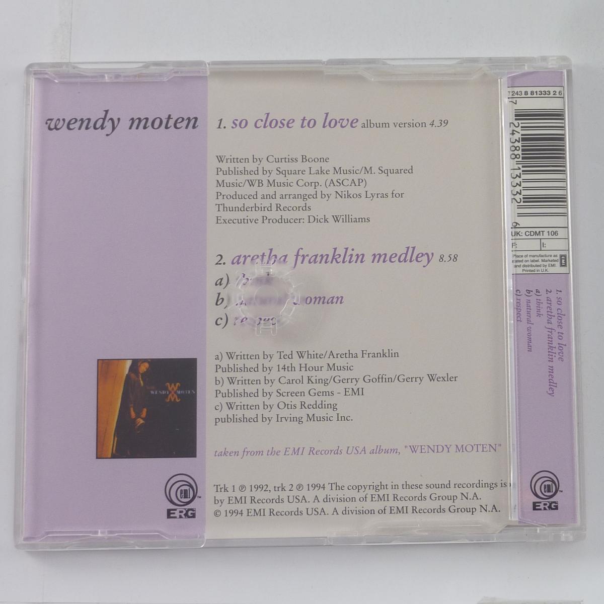 Wendy Moten So Close To Love CD Single