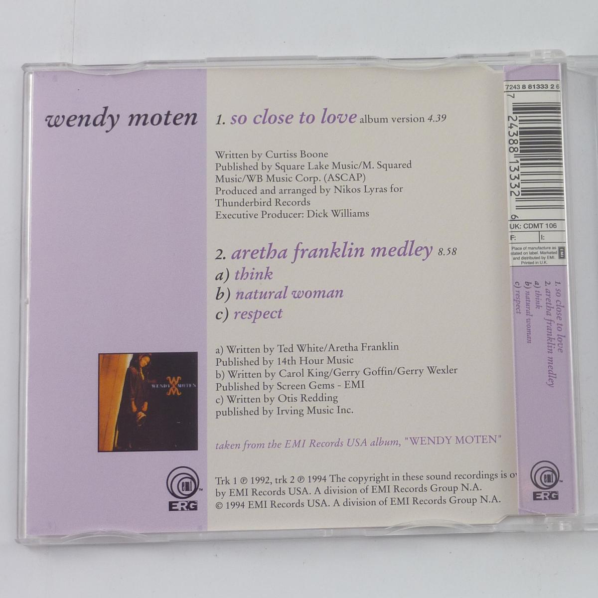 Wendy Moten So Close To Love CD Single