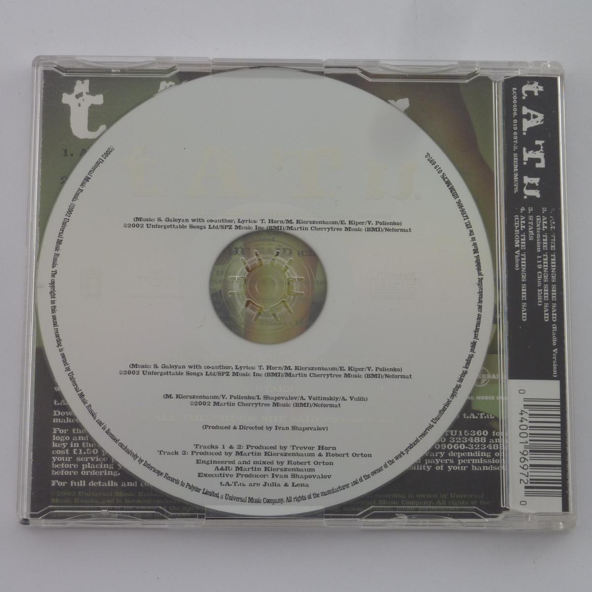 t.A.T.u. All The Things She Said CD Single Enhanced