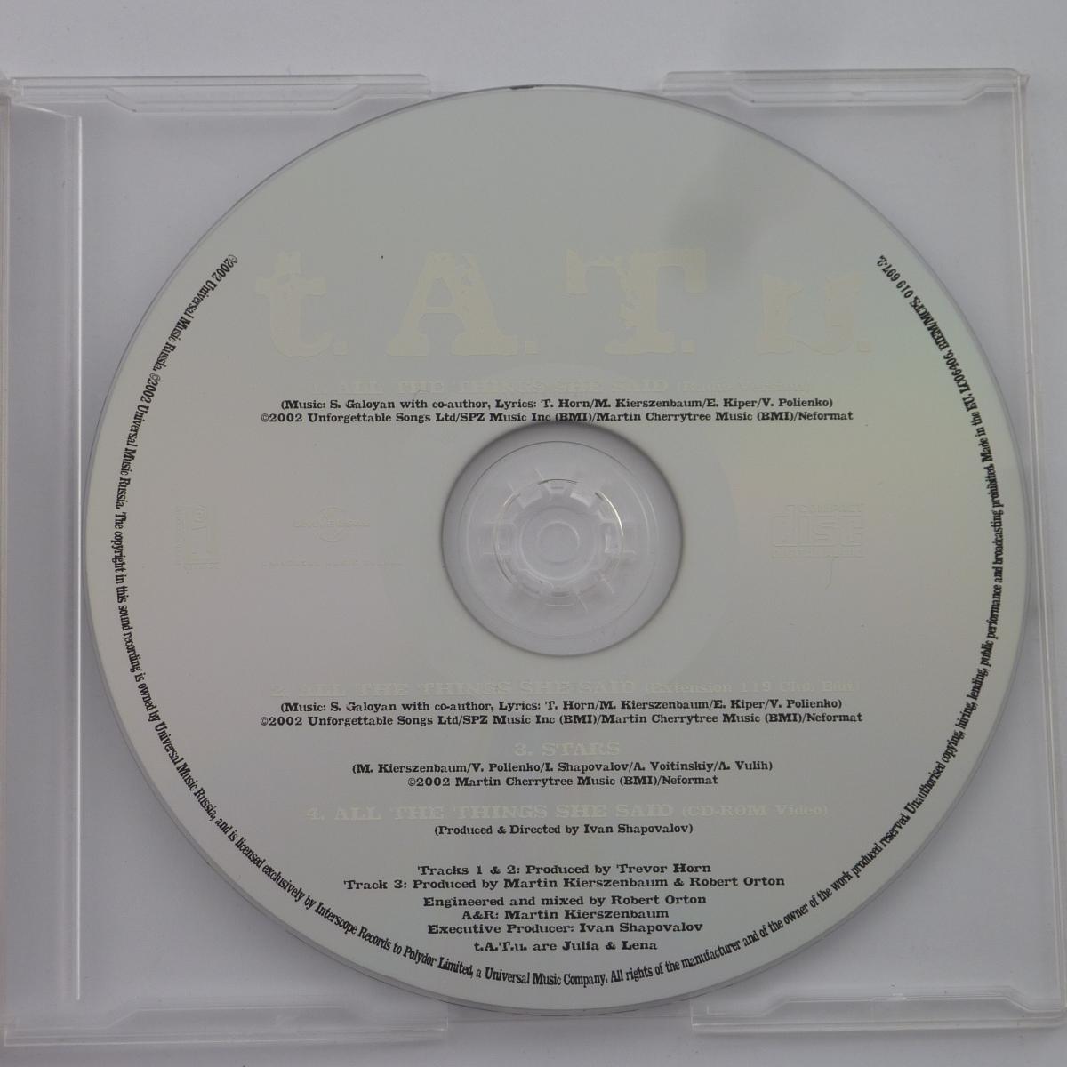 t.A.T.u. All The Things She Said CD Single Enhanced